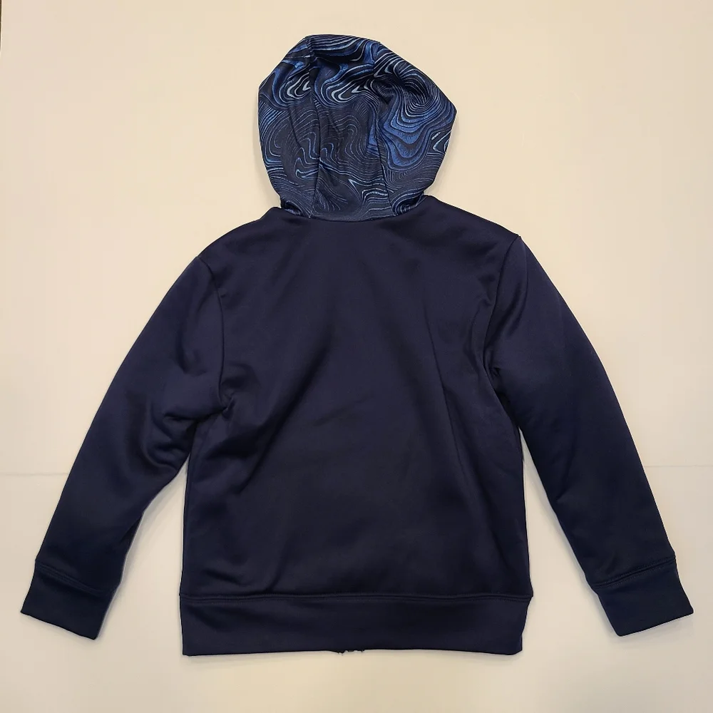 Children's Place Sherpa Lined Performance Full Zip Hoodie Navy Blue Print 7 8